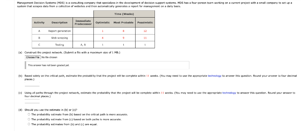 Please answer (b), (c), (d) Management Decision
