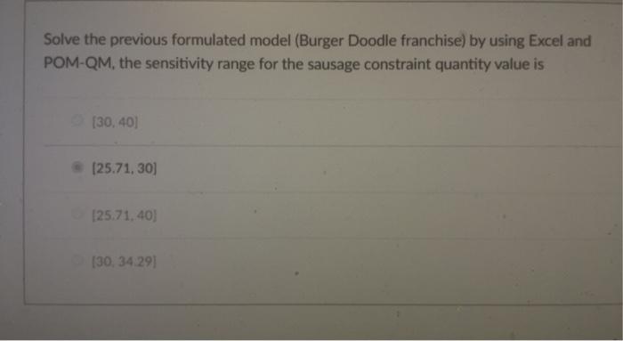 only need help finding the sausage constraint