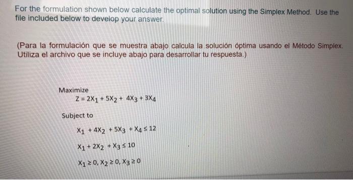 For the formulation shown below calculate the