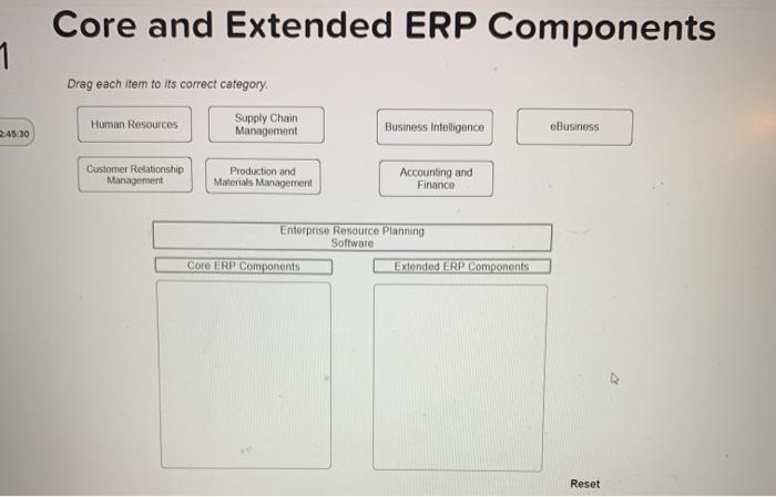 Core and Extended ERP Components Drag each item