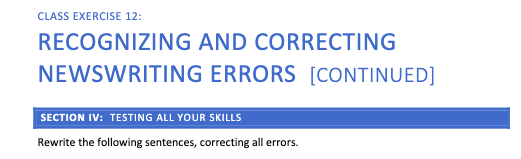 CLASS EXERCISE 12: RECOGNIZING AND CORRECTING