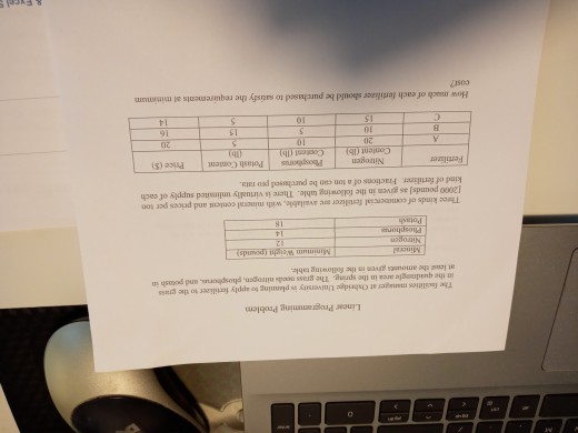 0 Linear Programming Problem The facilities
