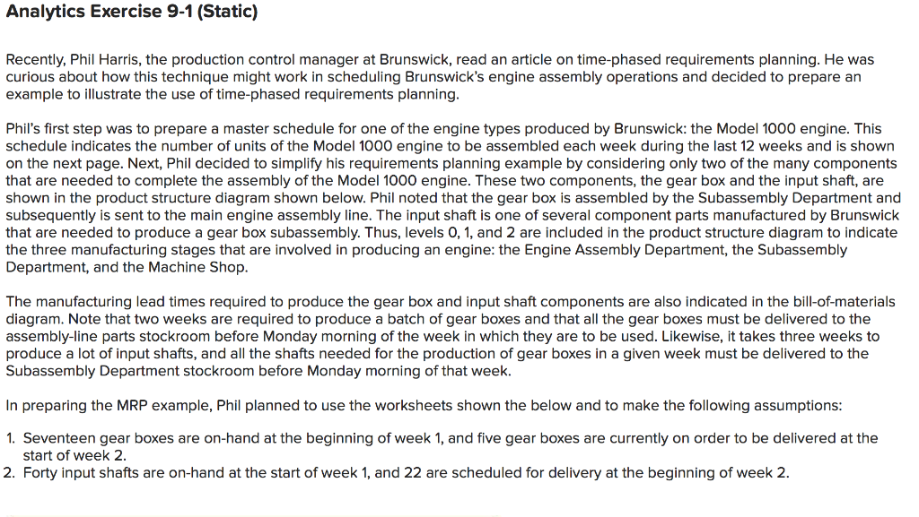Analytics Exercise 9-1 (Static) Recently, Phil