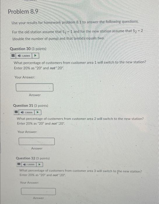 please use question 8.9 and the information given