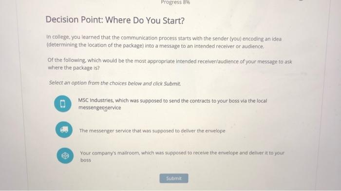 Progress 8% Decision Point: Where Do You Start?