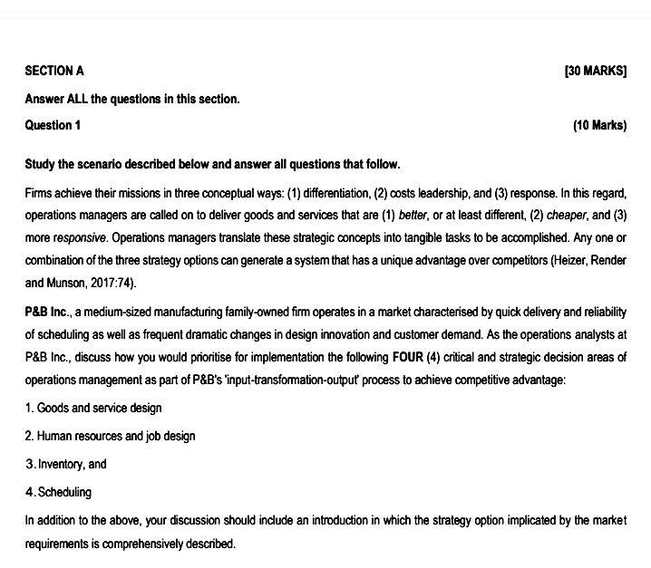 SECTIONA [30 MARKS] Answer ALL the questions in