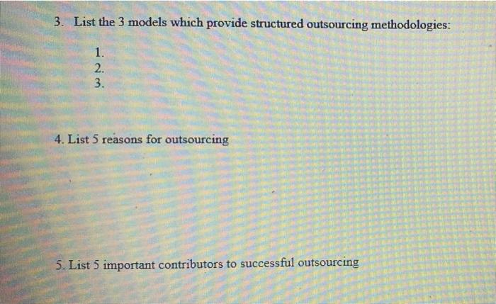 3. List the 3 models which provide structured