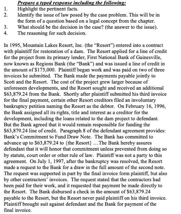 1. 2. Prepare a typed response including the