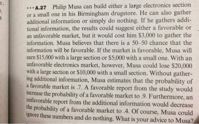 Le ... A.27 Philip Musa can build either a large