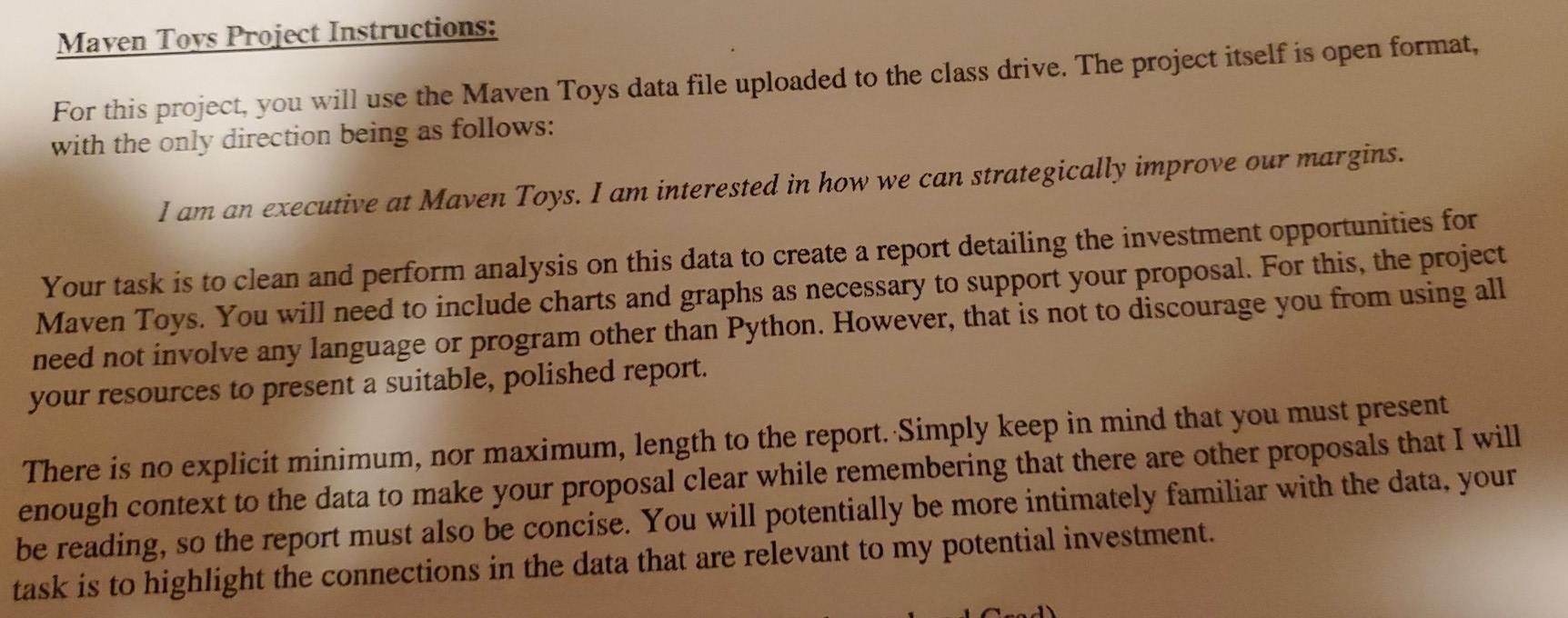 Mayen Toys Project Instructions: For this
