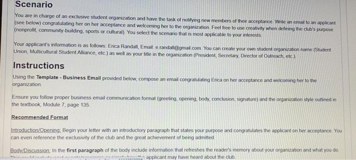 Scenario You are in charge of an exclusive