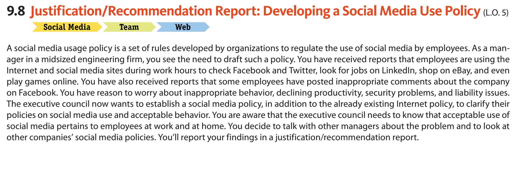 9.8 Justification/Recommendation Report: