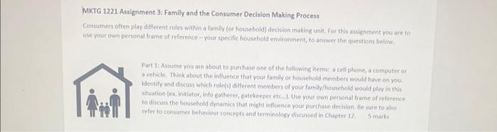 urgent!!! MKTG 1221 Assignment 3: Family and the