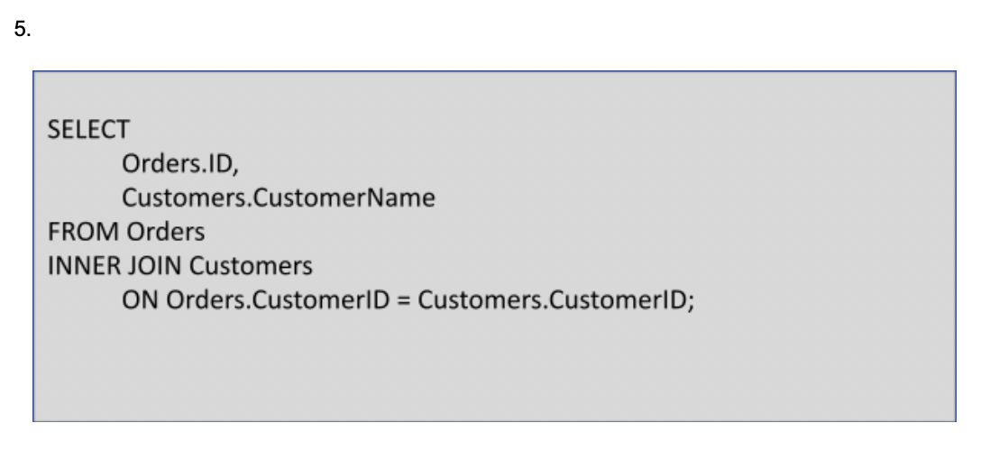 WRITE OUT THE OUTPUT FROM THE SQL QUERY Tables