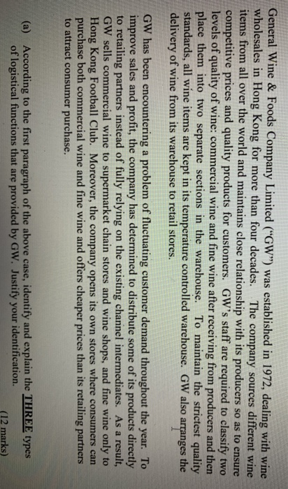 General Wine & Foods Company Limited ("GW") was