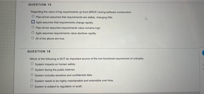 QUESTION 15 Regarding the value of big