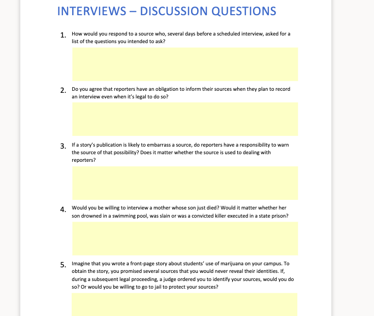 INTERVIEWS - DISCUSSION QUESTIONS 1. How would