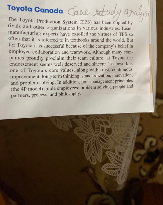 Case study of Toyota Canada based on chapter 10th