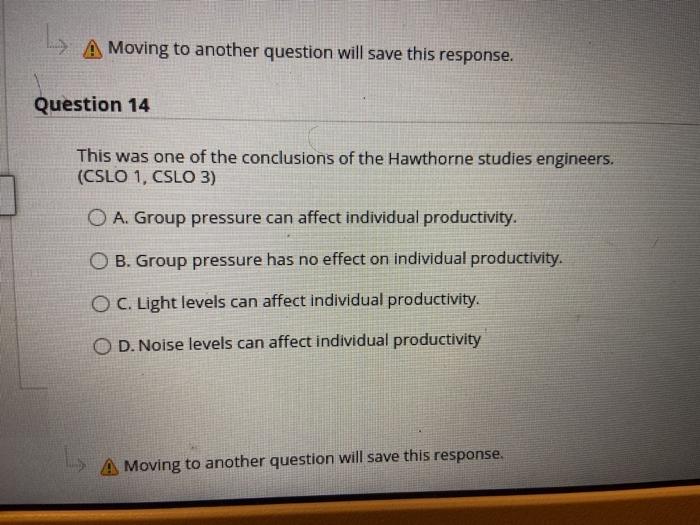 Moving to another question will save this