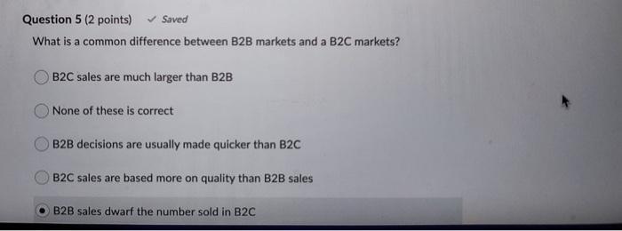 Question 5 (2 points) Saved What is a common