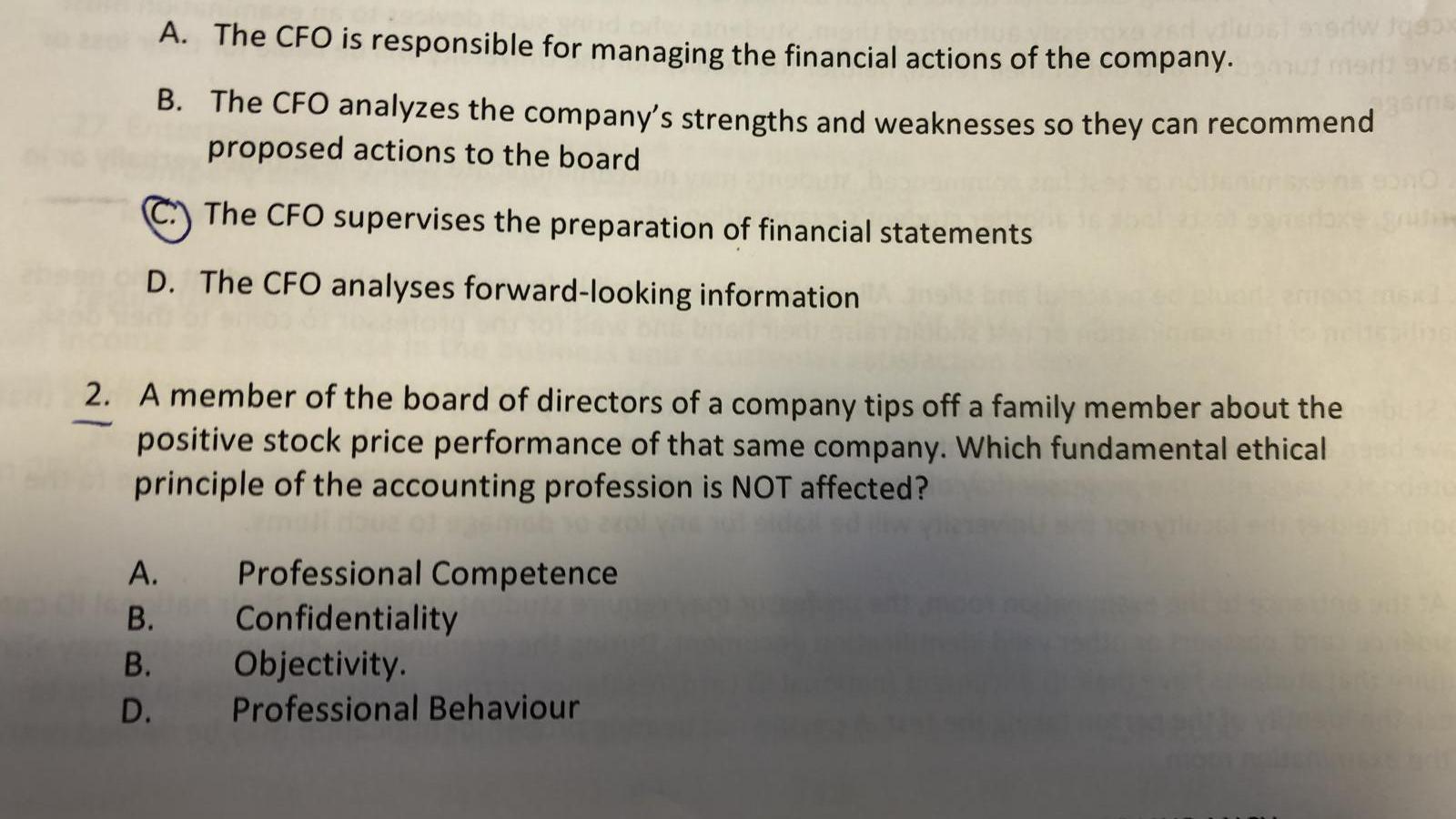 ex 2 please A. The CFO is responsible for