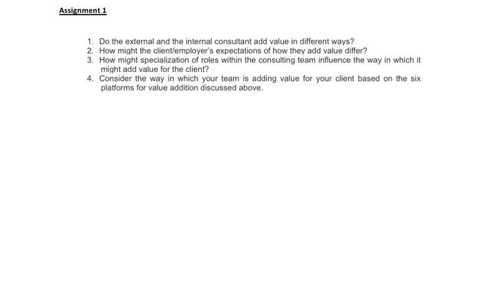 Assignment 1 1. Do the external and the internal