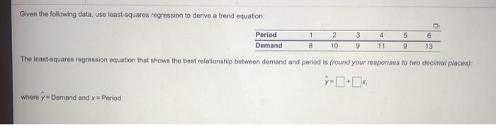Given the following data, use least-squares