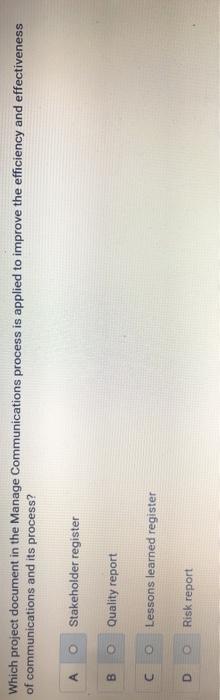 Which project document in the Manage