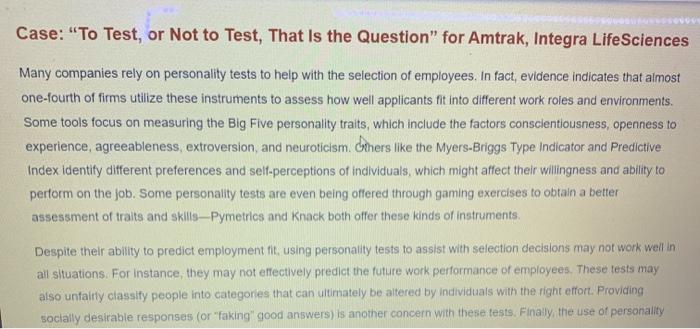 Case: "To Test, or Not to Test, That is the