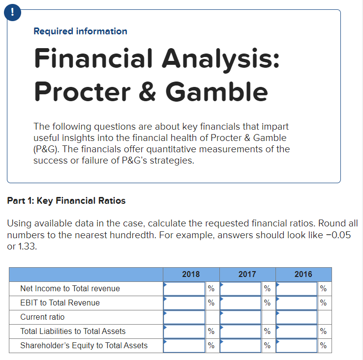 ! Required information Financial Analysis: