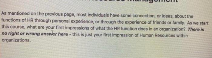 human resource management As mentioned on the