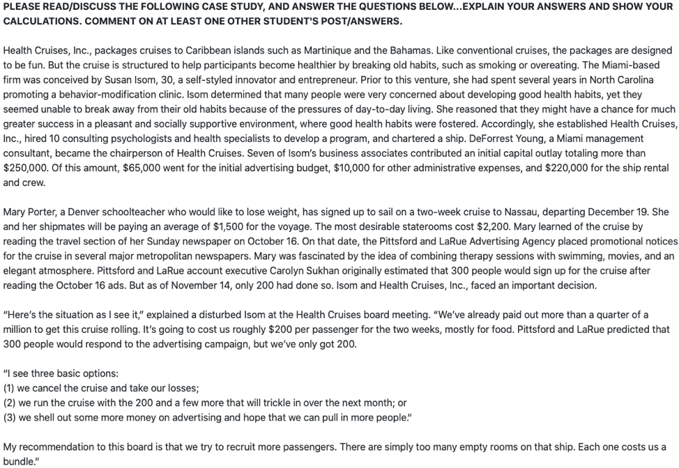 PLEASE READ/DISCUSS THE FOLLOWING CASE STUDY, AND