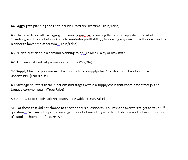 44. Aggregate planning does not include Limits on