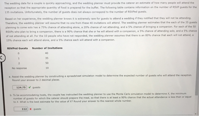 please help me with b The wedding date for a