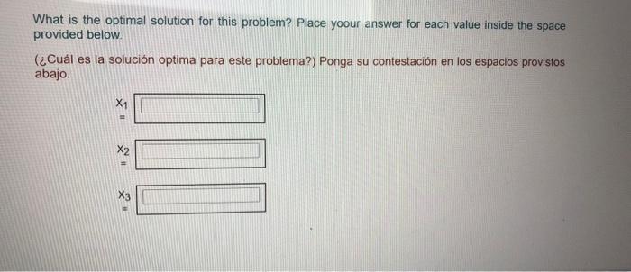 For the formulation shown below calculate the