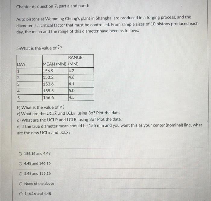 Chapter 6 s question 7, part a and part b: Auto