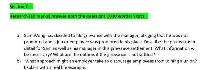 Section C- Research (10 marks) Answer both the