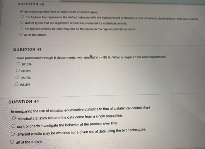 QUESTION 42 When analyzing data from a Pareto