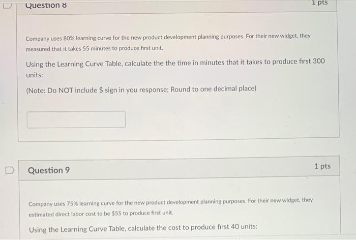 answer both qn 8 and 9 Question 8 1 pts Company