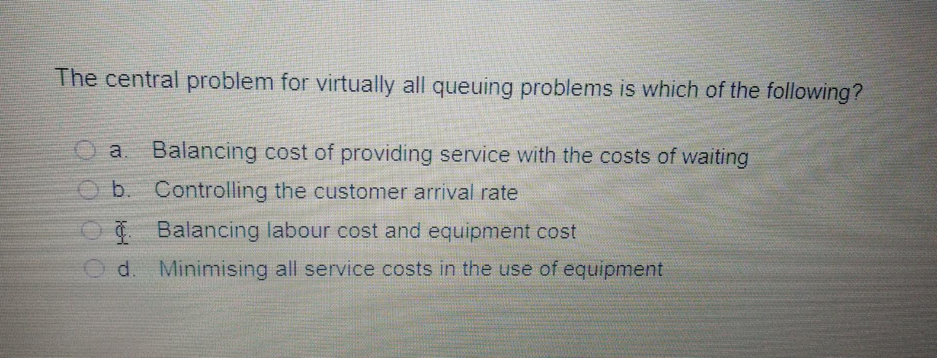 The central problem for virtually all queuing