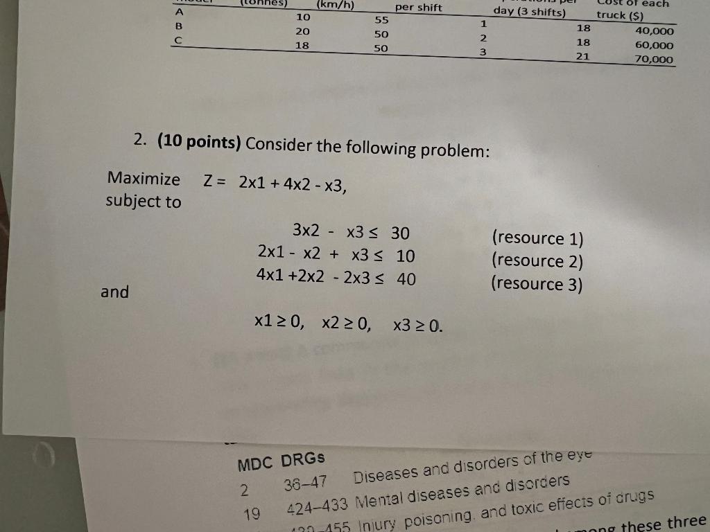 2. (10 points) Consider the following problem: