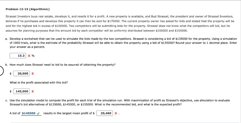 Problem 12-15 (Algorithmic) Strassel Investors