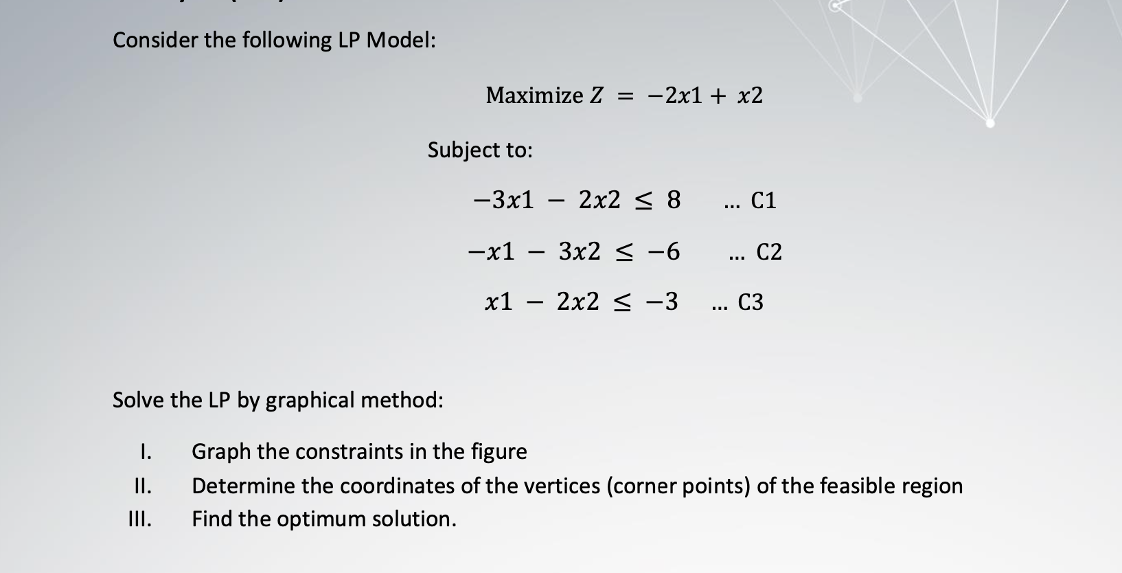 Consider the following LP Model: Maximize Z =