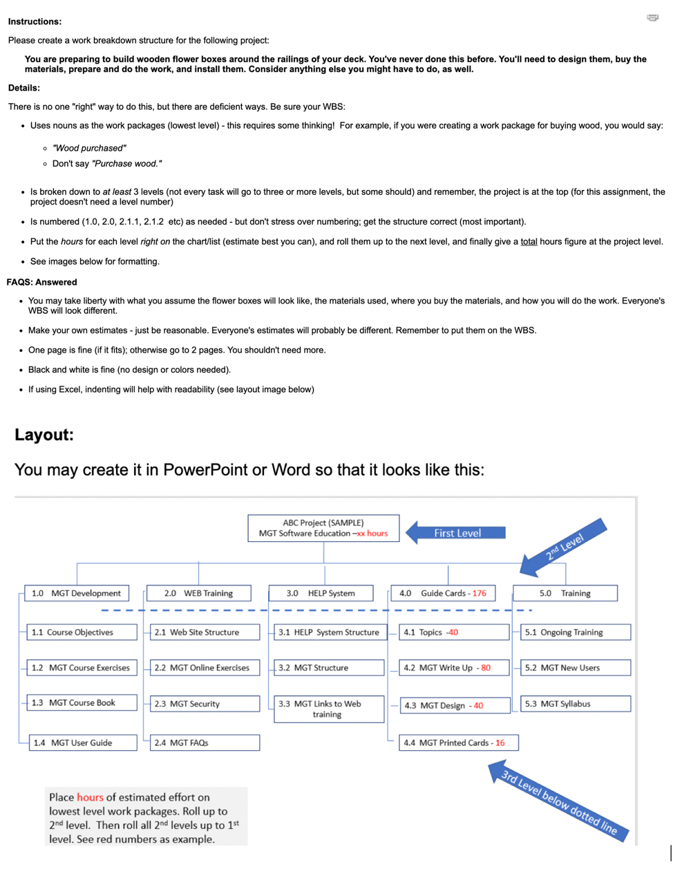 Instructions: Please create work breakdown