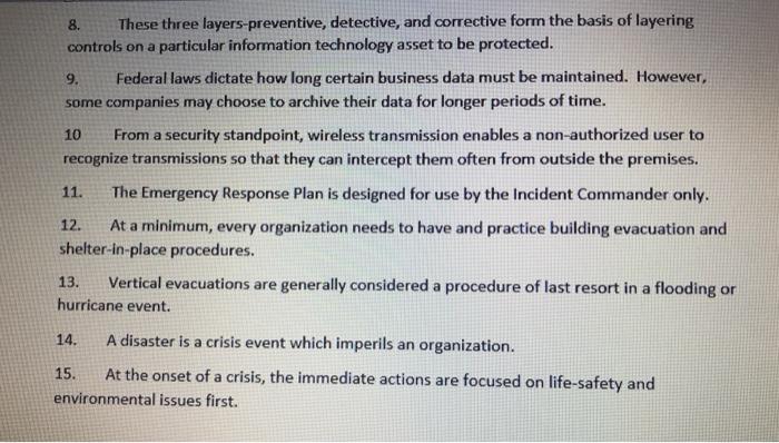 True and False? please answer all the question as