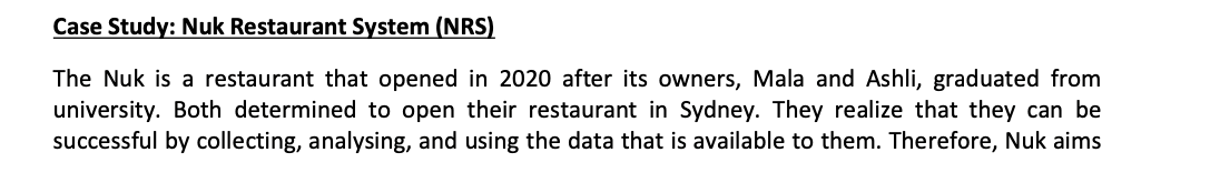 Case Study: Nuk Restaurant System (NRS) The Nuk