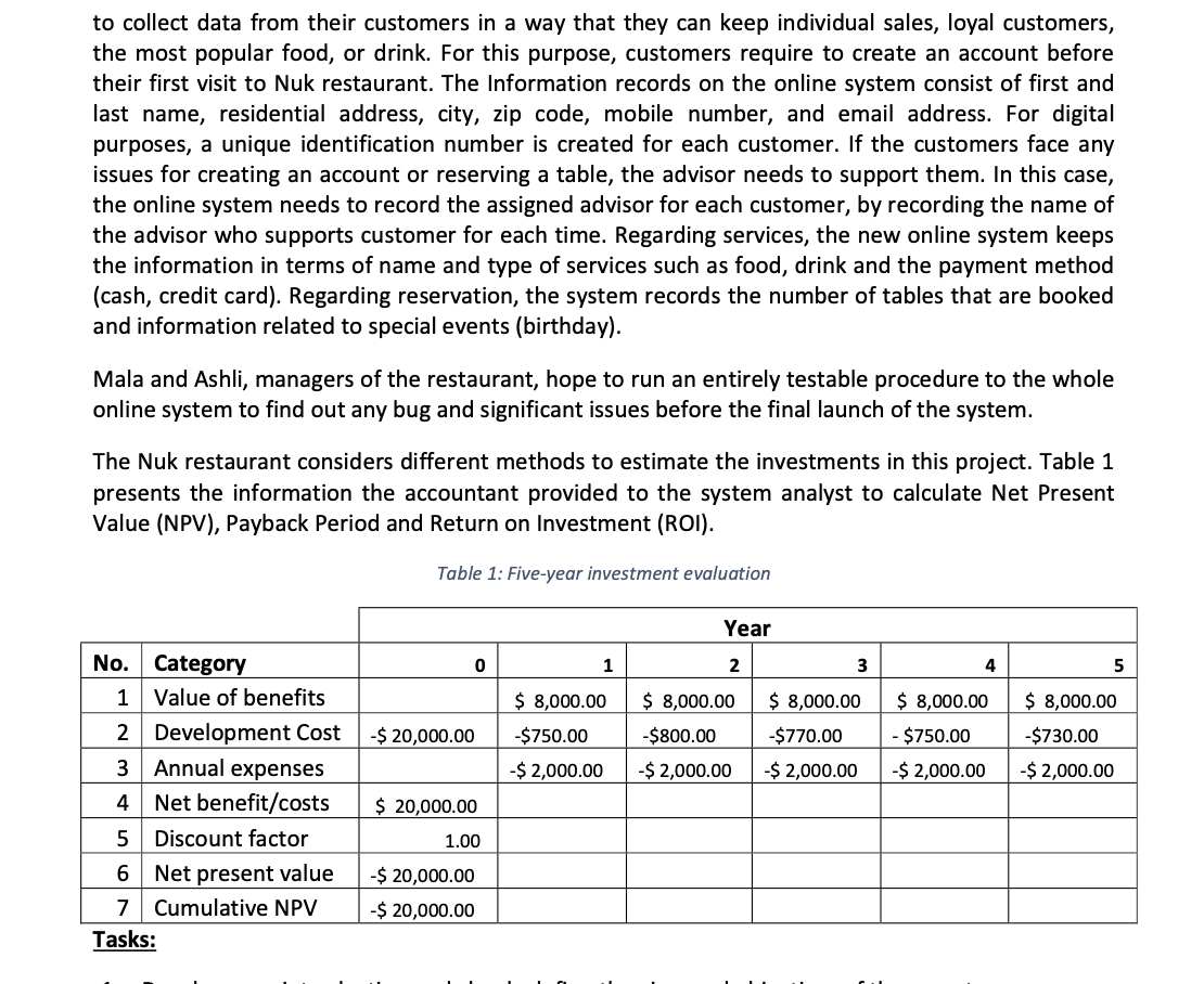 Case Study: Nuk Restaurant System (NRS) The Nuk
