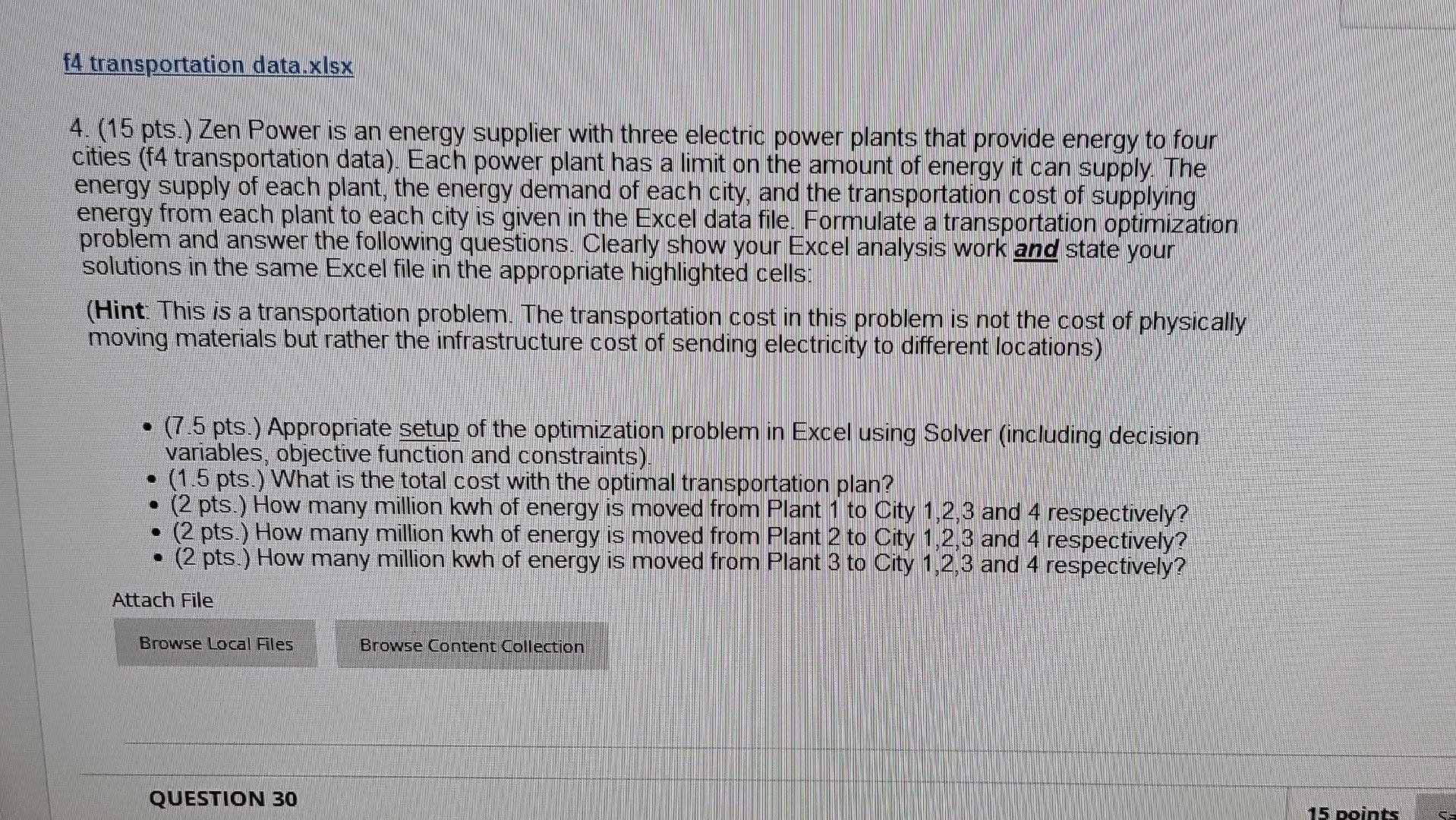 solve using excel and showing formulas f4
