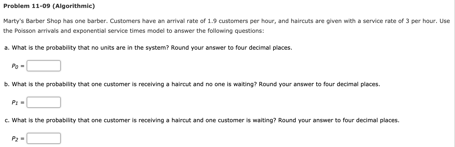 Problem 11-09 (Algorithmic) Marty's Barber Shop