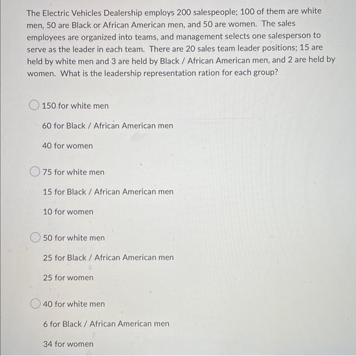 The Electric Vehicles Dealership employs 200